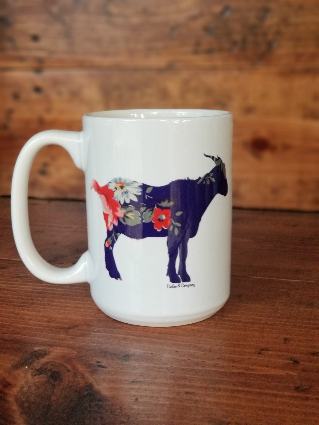Navy Floral Goat Mug
