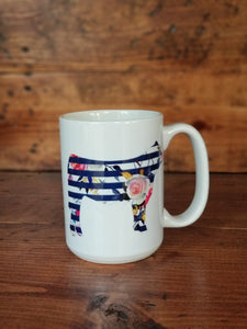 Striped Floral Steer Mug