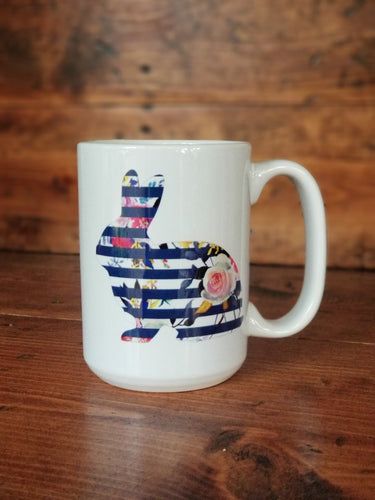 Striped Floral Rabbit Mug