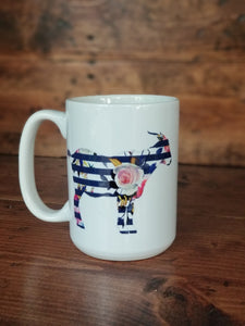 Striped Floral Goat Mug