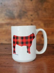 Red Buffalo Plaid Steer Mug