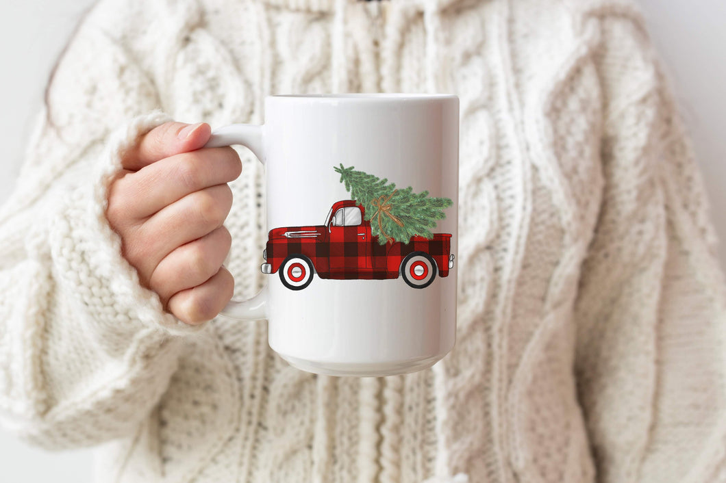 Red Buffalo Christmas Truck Mug